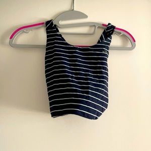 Navy Blue w/ White Stripe Sports Bra